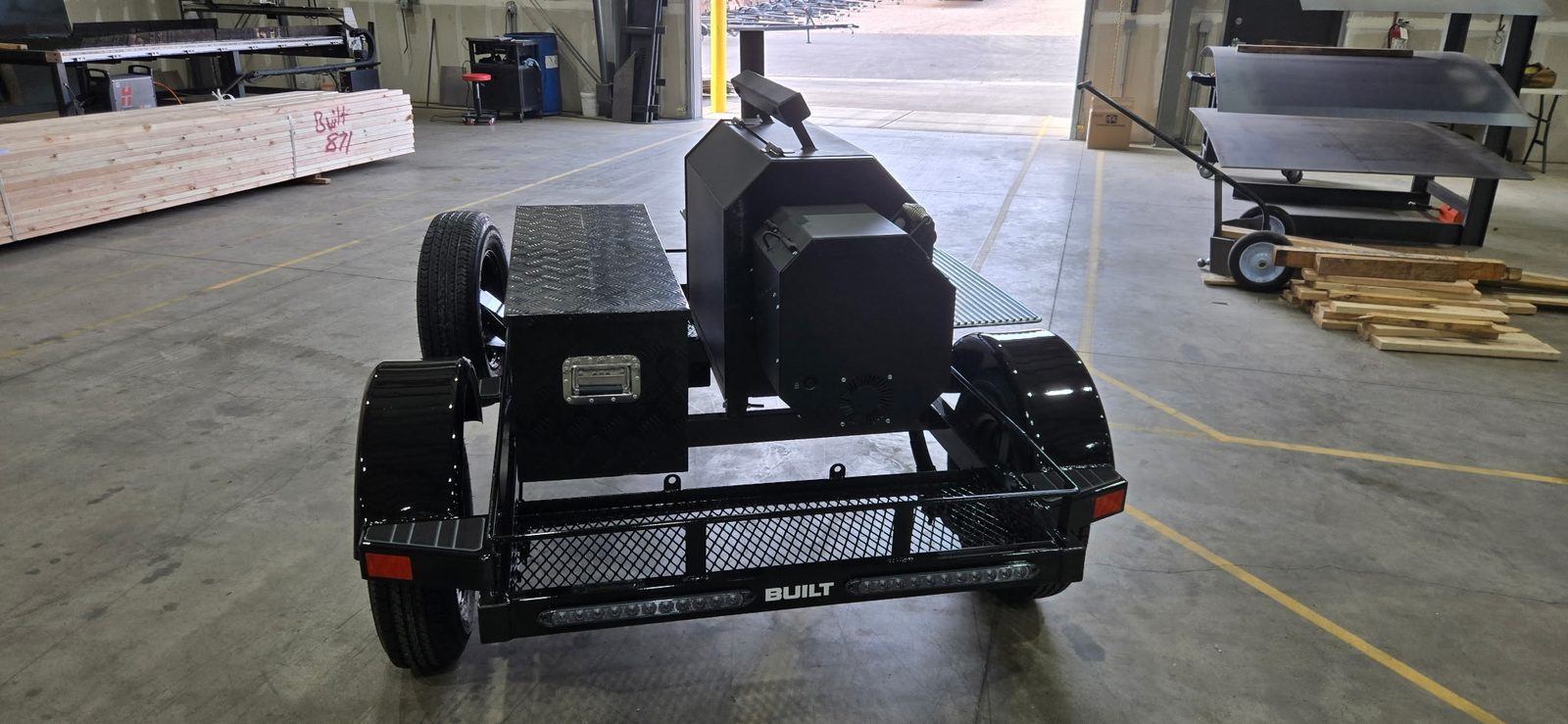 BUILT BBQ trailer rear view with storage and mesh deck