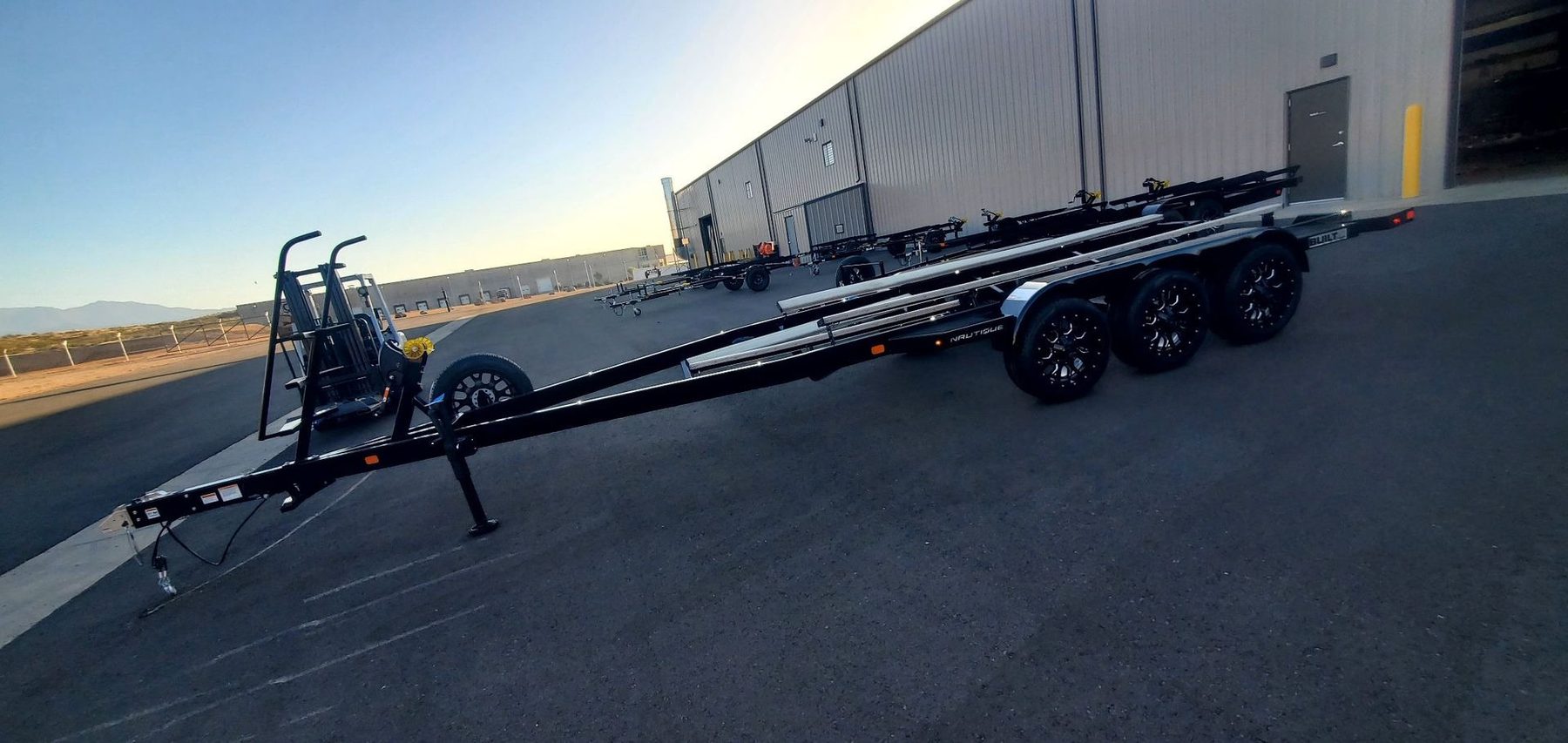 BUILT tri-axle boat trailer at the St. George factory